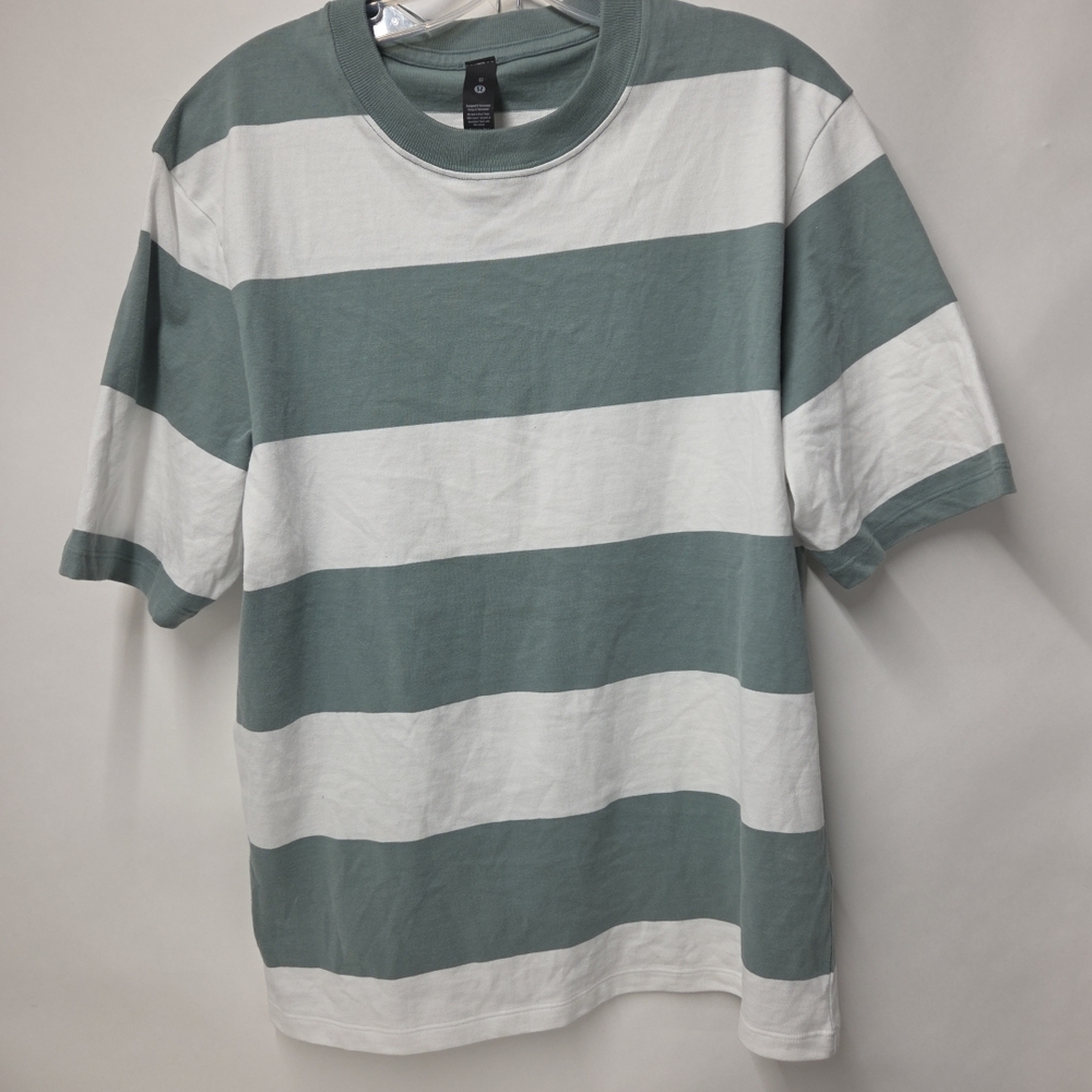 LuluLemon Striped Men's Shirt in Green and White